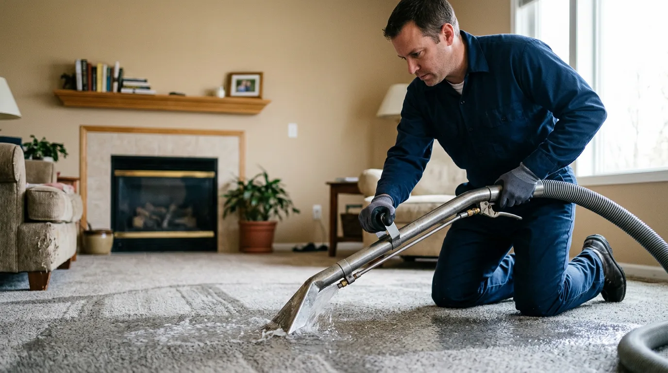 Water damage restoration technician working near Fairfield, ID